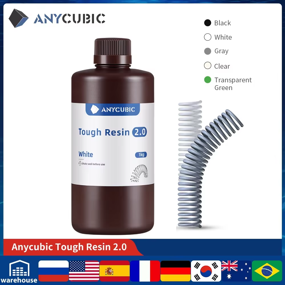3D Printing Uv Sensitive Resin - ANYCUBIC Resina resistente Flexible 2,0 405nm