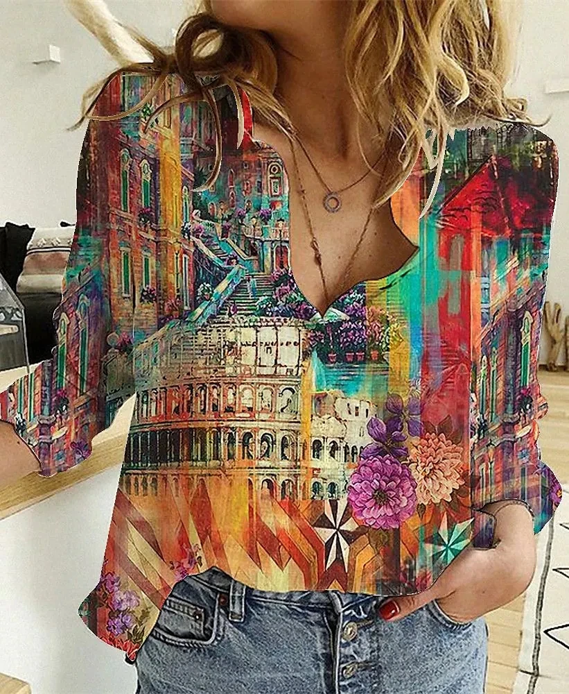 3D Printing Cancer - Camisa Elegante Holgada para Mujer, Estilo